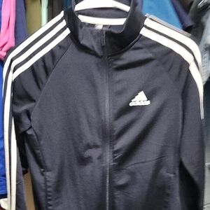 Adidas Black Jacket with White Stripes